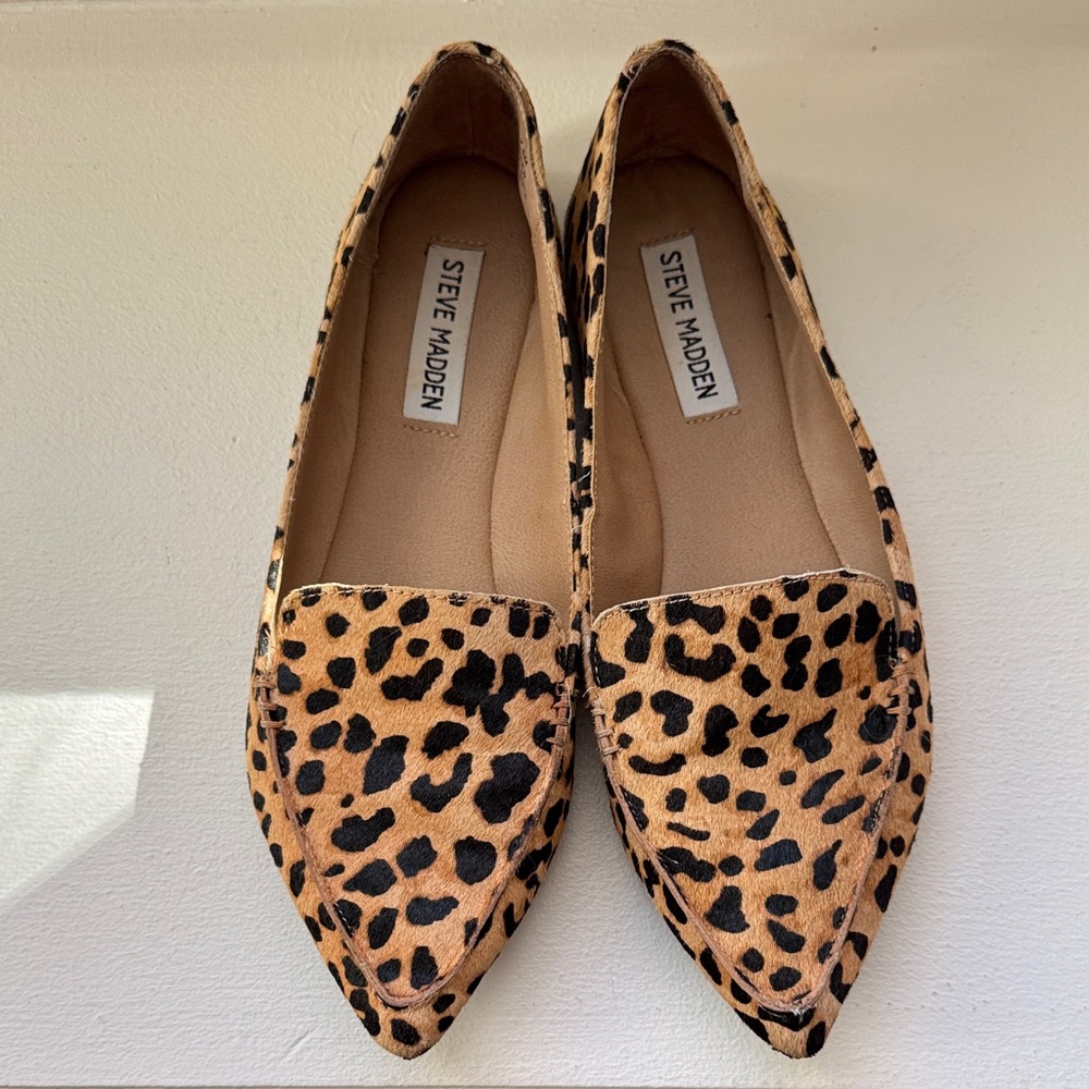 Steve Madden Tan and Black Leopard Flats
